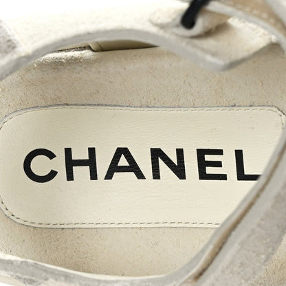 Chanel Suede Calfskin Velcro Flat Sandals 39 Ivory Dark Beige 7 of 8