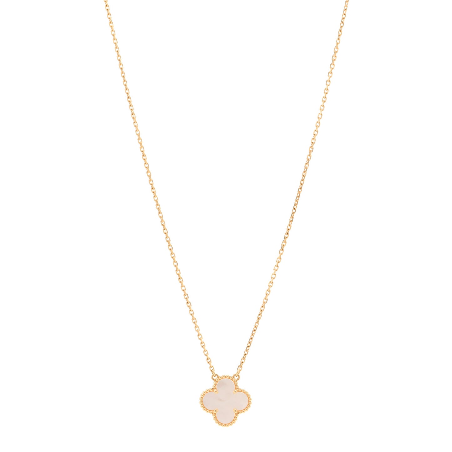 18K Yellow Gold Mother of Pearl Vintage Alhambra Pendant Necklace