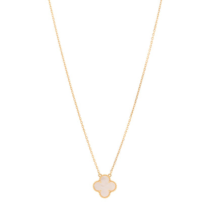 Van Cleef & Arpels 18K Yellow Gold Mother of Pearl Vintage Alhambra Pendant Necklace 1 of 5