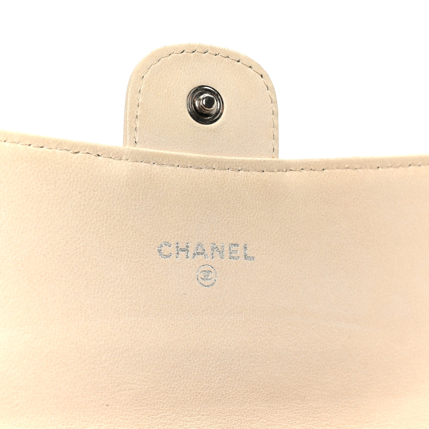 Lambskin Quilted Small Flap Wallet Light Beige