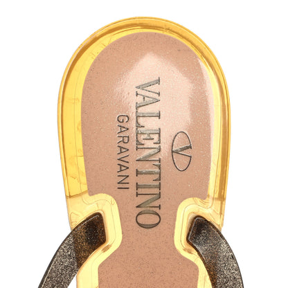 Valentino Garavani PVC Jelly Glitter Rockstud Bow Thong Sandals 39 Gold 7 of 7