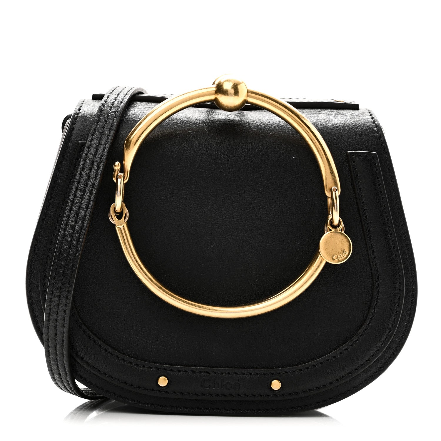 Chloe Calfskin Suede Small Nile Bracelet Bag Black 1 of 10
