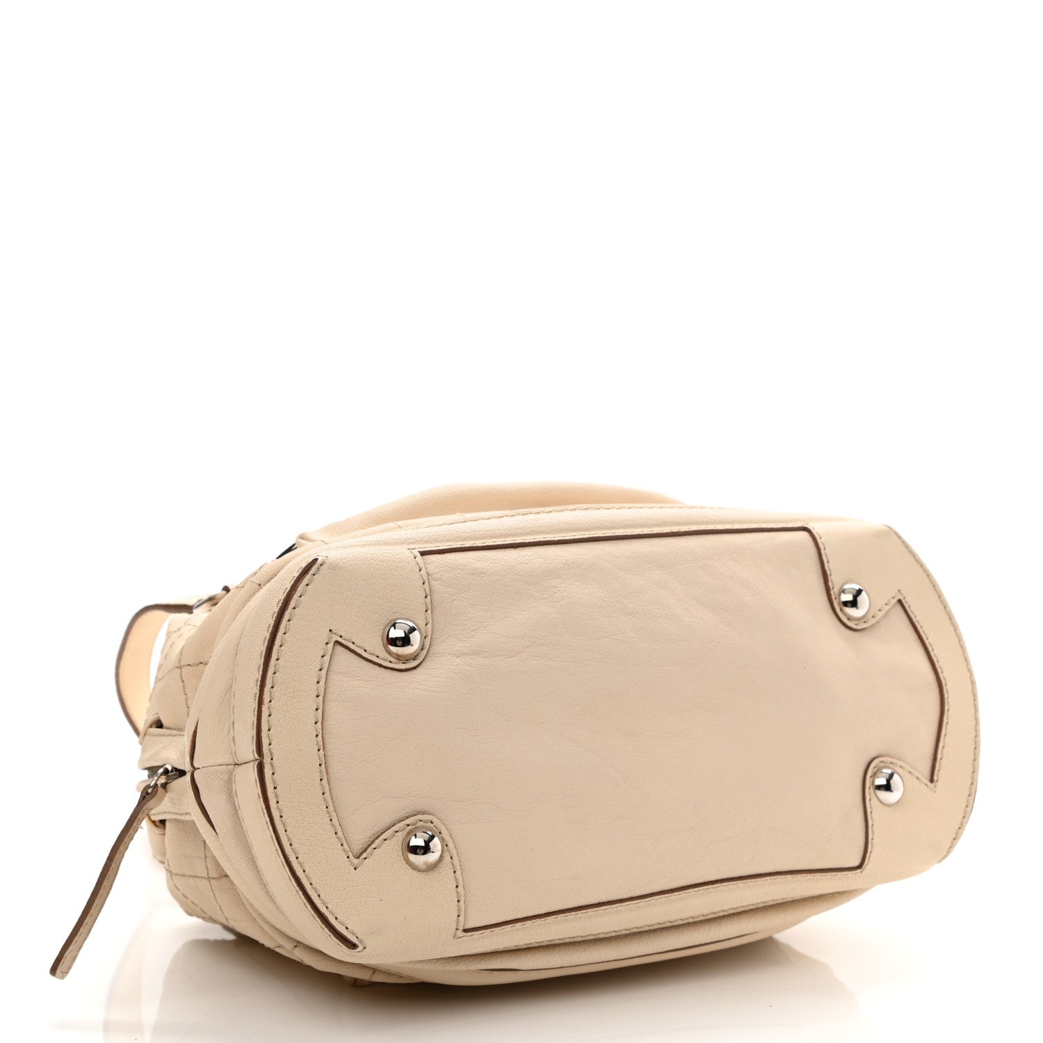 Chanel Goatskin Square Stitch Essential Bowler White 4 of 15