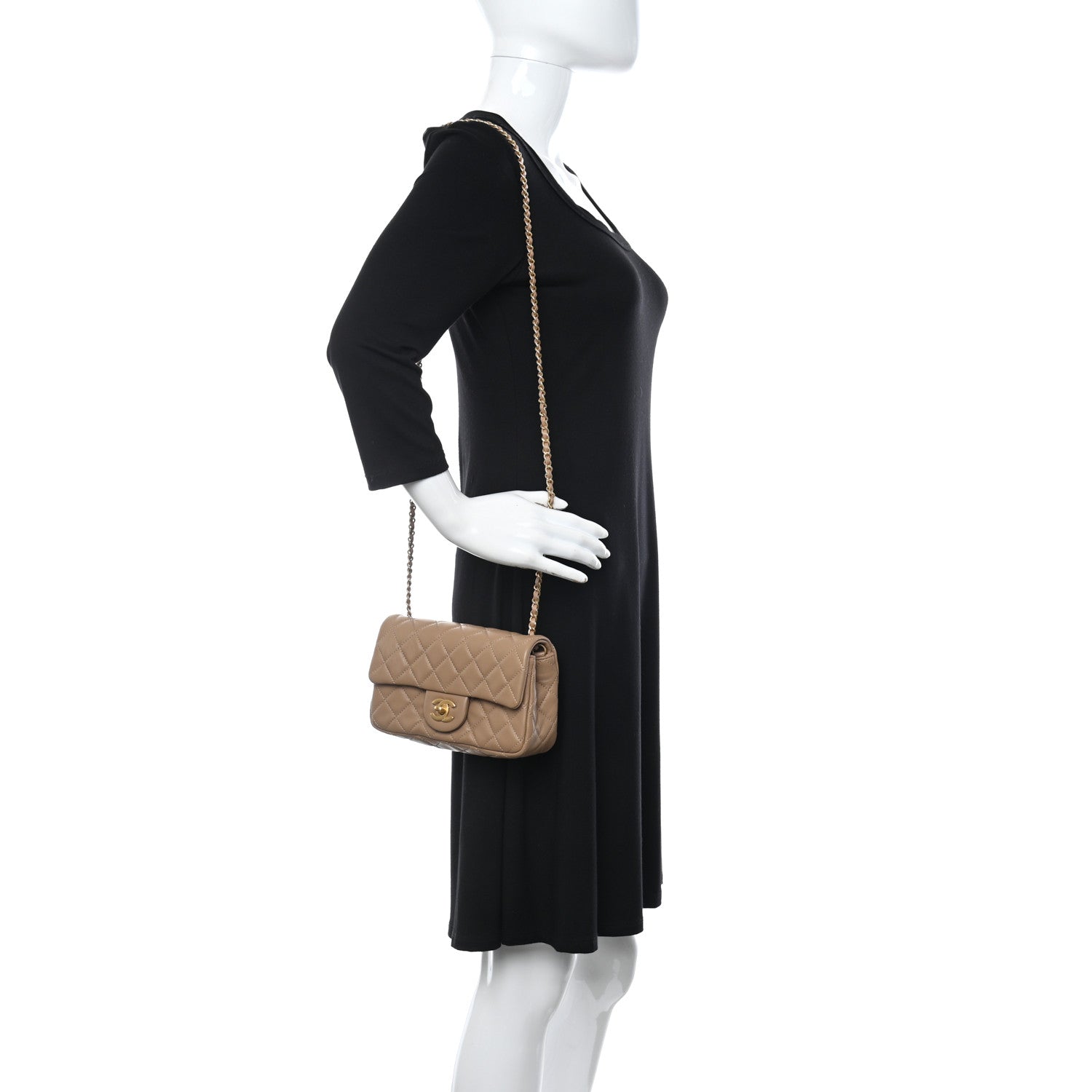 Chanel Lambskin Quilted Mini Rectangular Pearl Crush Flap Dark Beige 2 of 11