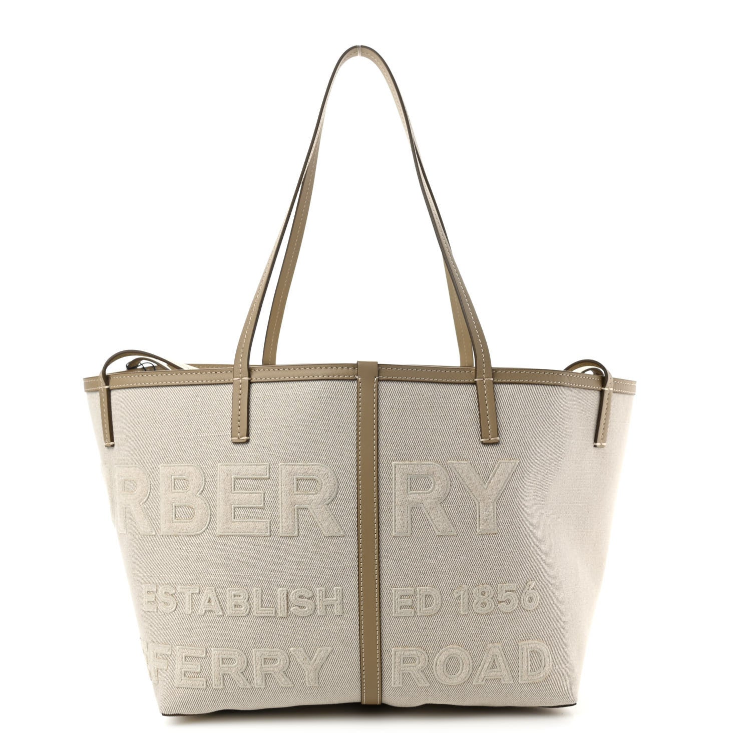Burberry Cotton Canvas Mini Logo Horseferry Tote Bag Off White 1 of 10