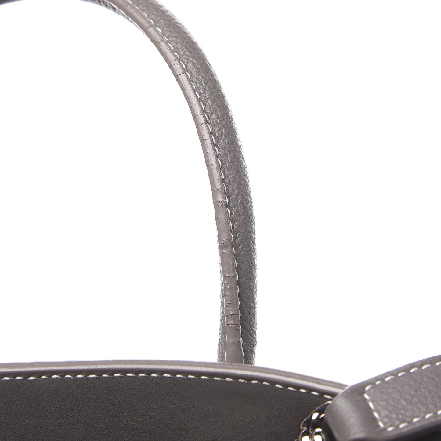 Grained Calfskin Topstich Baby Sac De Jour Fog