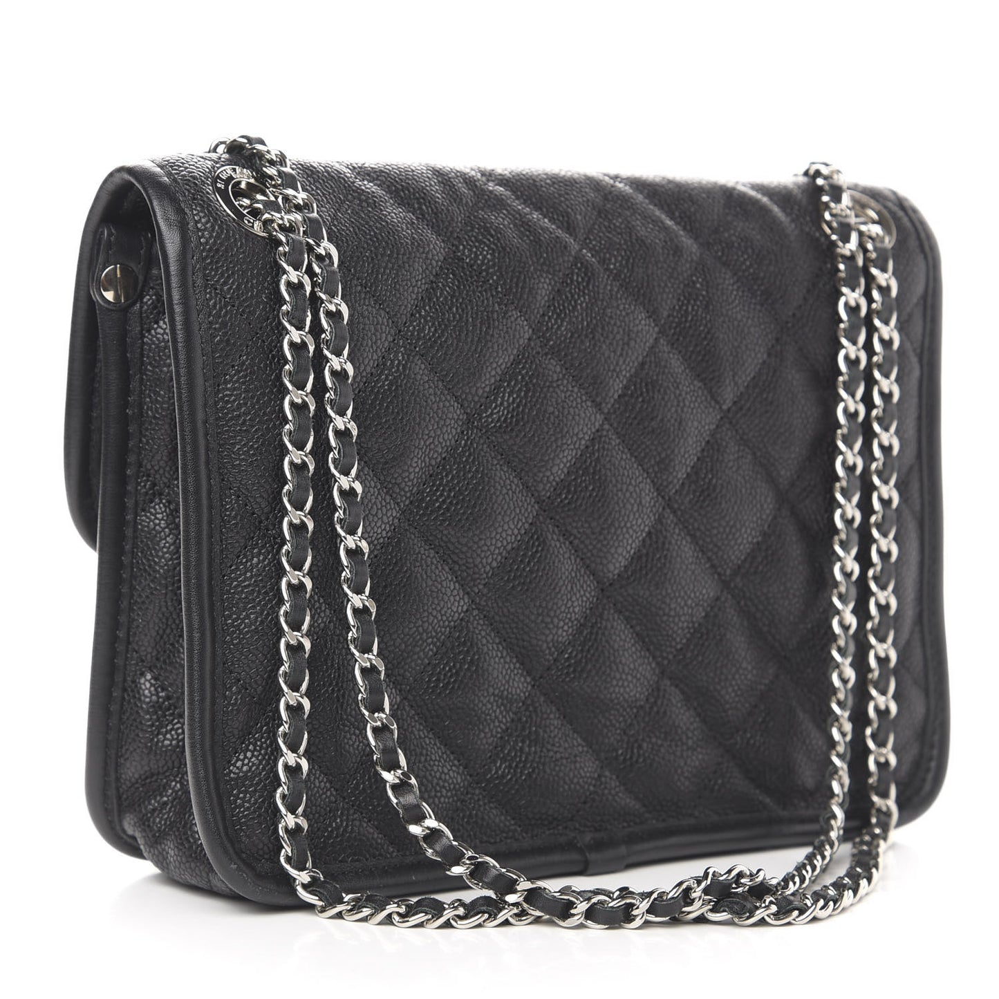 Caviar Quilted Mini French Riviera Flap Black