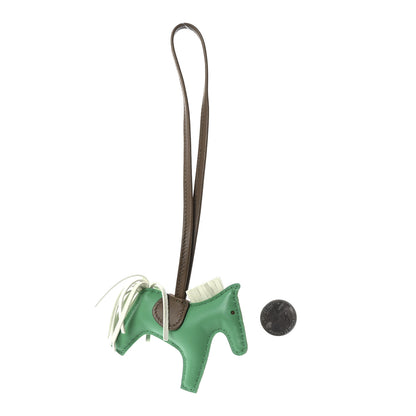 Hermes Milo Lambskin Grigri Rodeo Horse Bag Charm PM Menthe Vert Fizz Etoupe 2 of 5