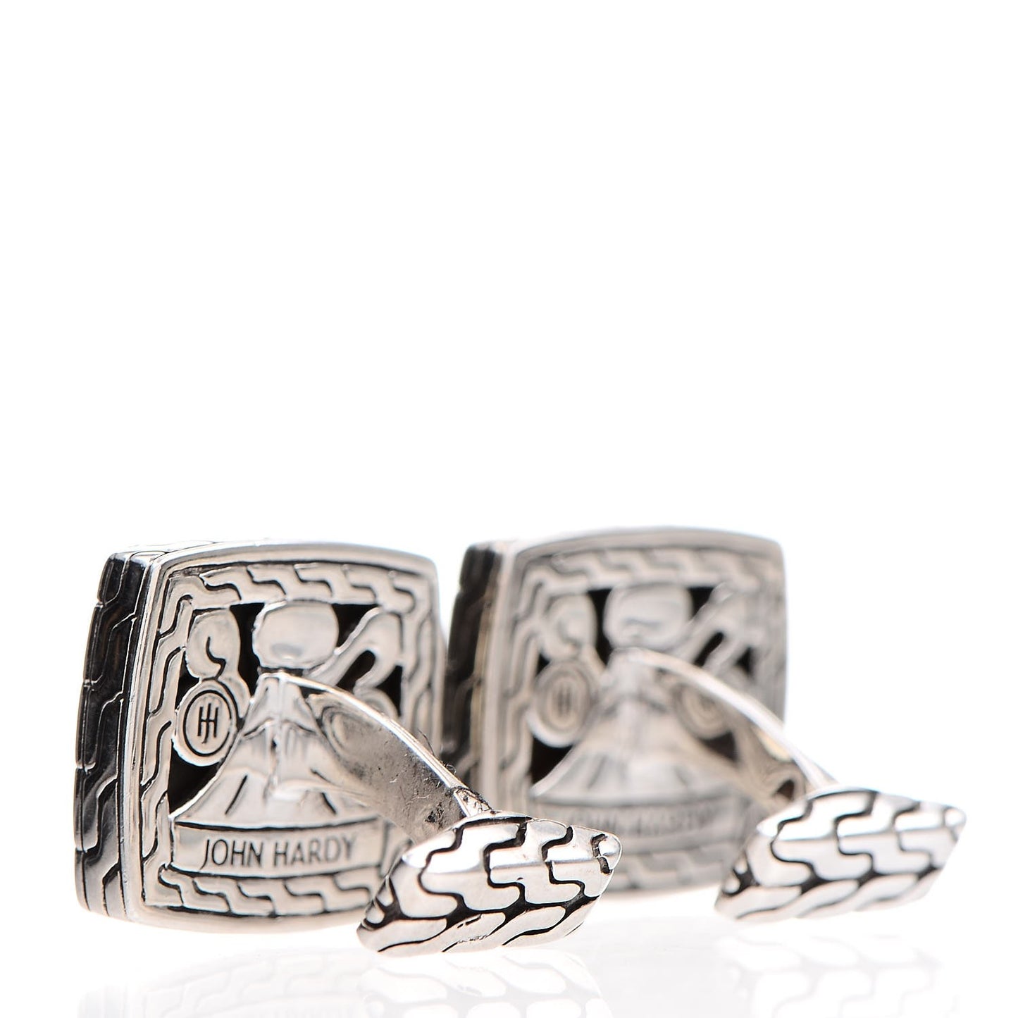 Sterling Silver Tiger's Eye Batu Square Cufflinks