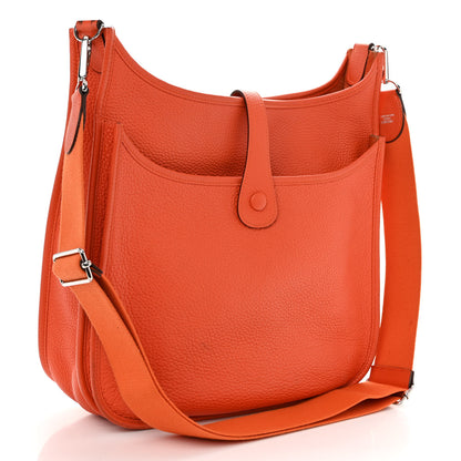 Hermes Taurillon Clemence Evelyne III GM Orange 3 of 12