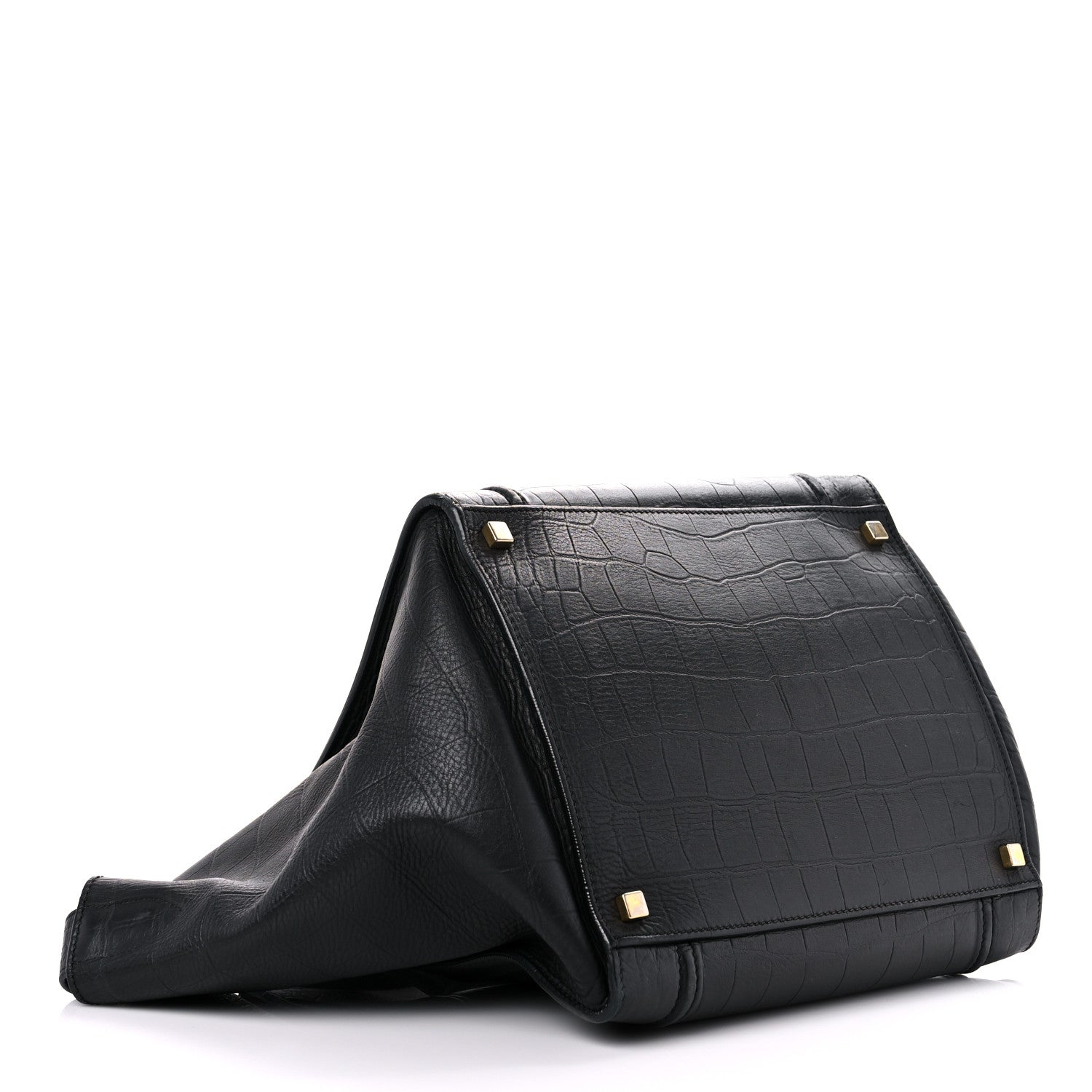 Celine Crocodile Embossed Calfskin Large Phantom Luggage Black 4 of 21