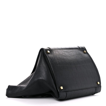 Celine Crocodile Embossed Calfskin Large Phantom Luggage Black 4 of 21