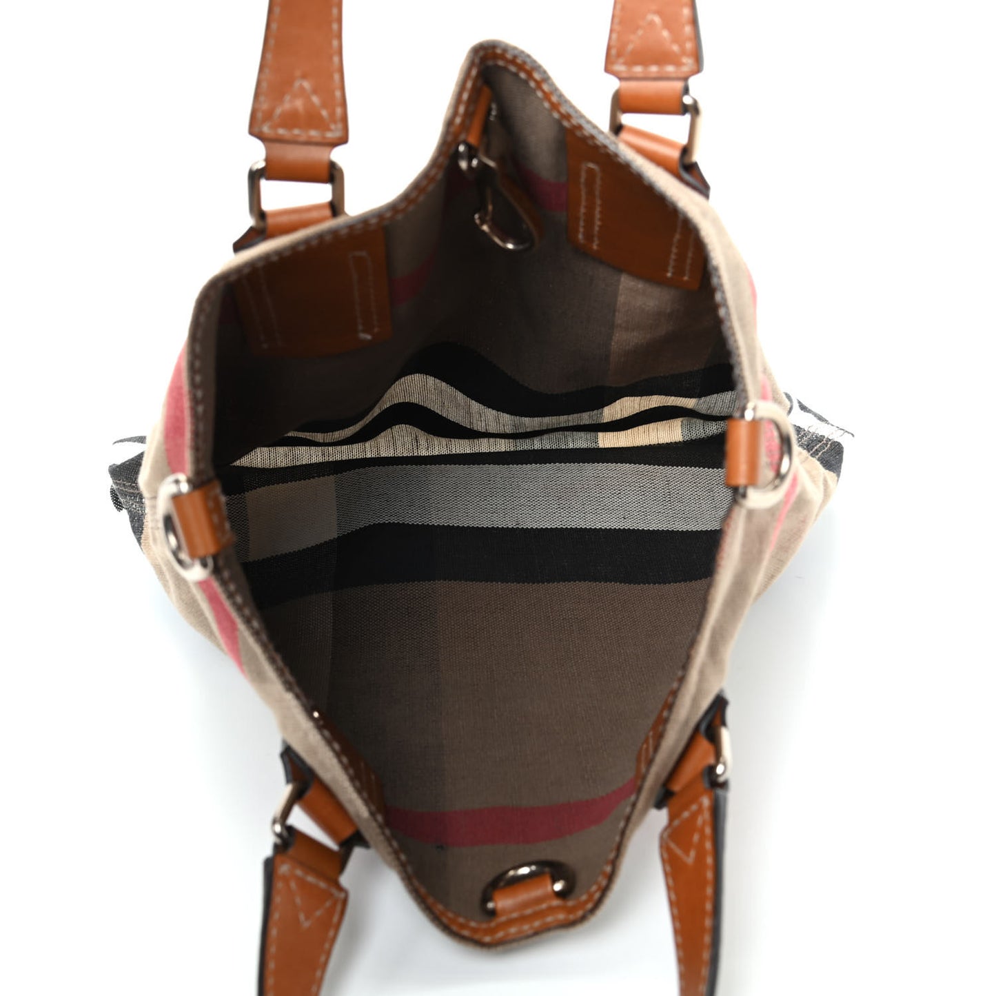 Canvas Mega Check Medium Tottenham Brit Tote Saddle Brown