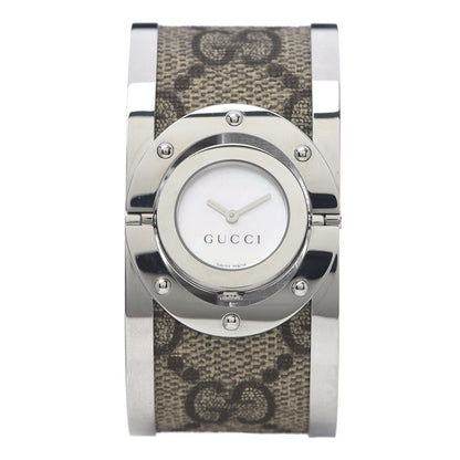 Gucci Stainless Steel Canvas Mother of Pearl 33mm Twirl Monogram Quartz Watch 1 of 8