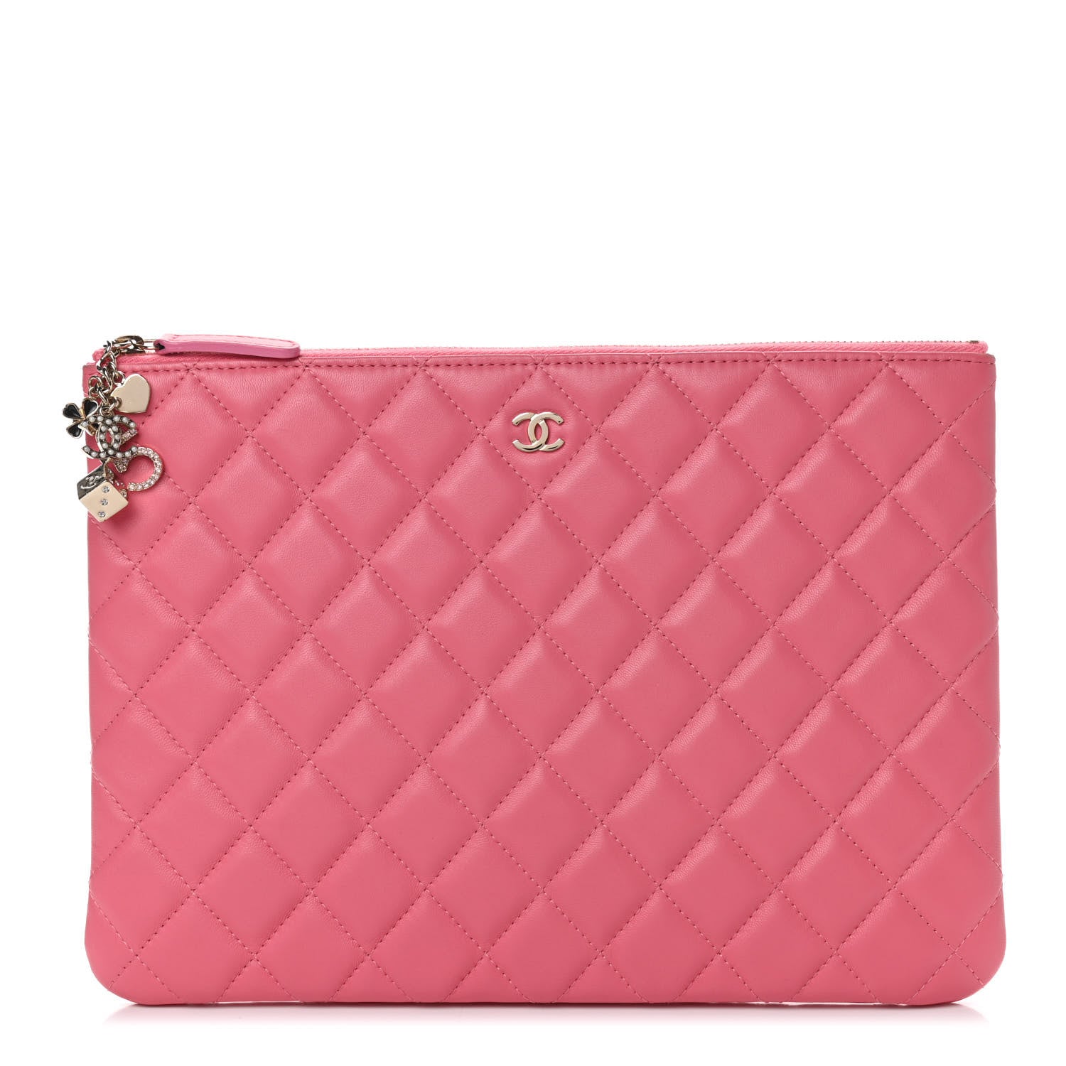 Chanel Lambskin Quilted Medium Casino Beauty CC Cosmetic Case Fuchsia 1 of 9