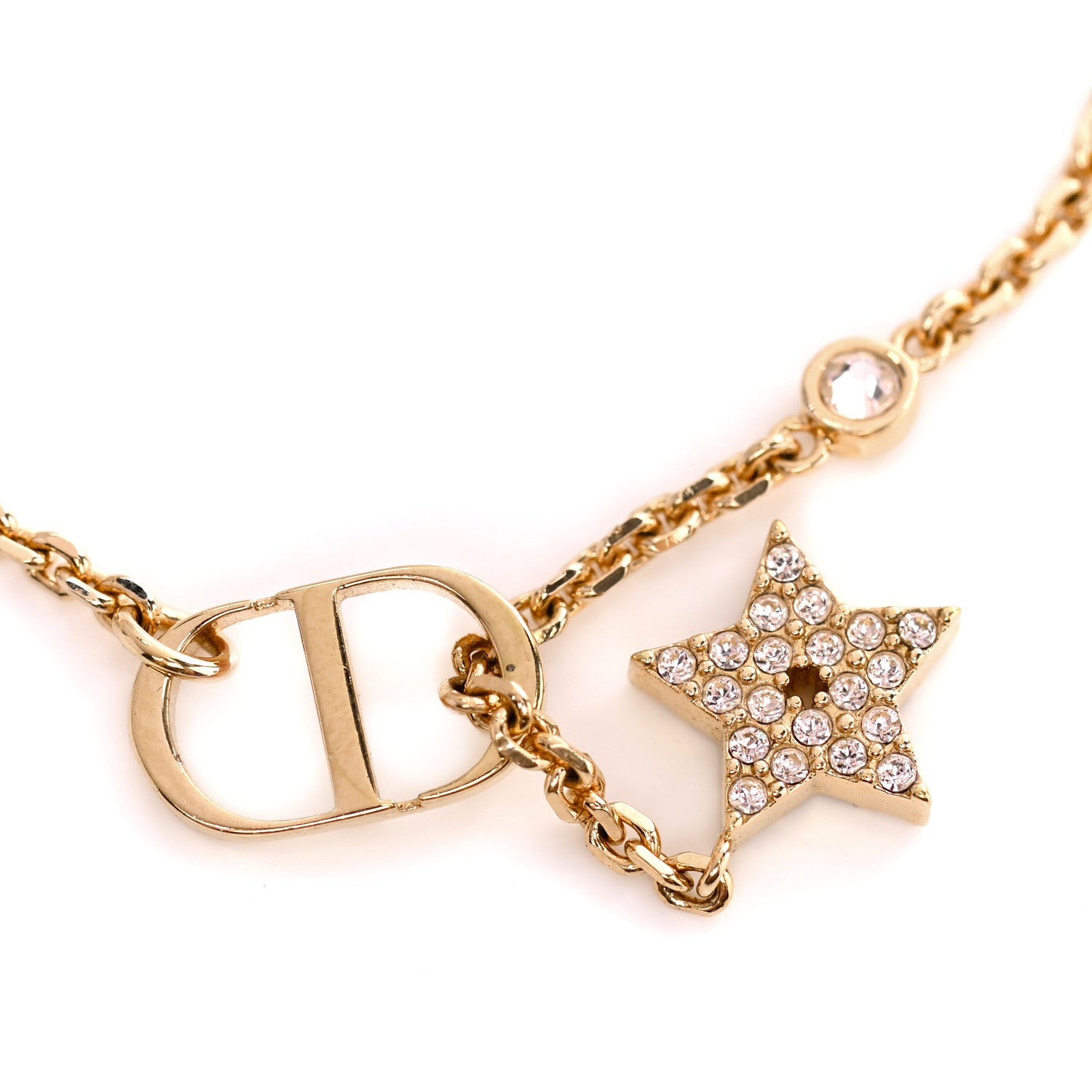 Christian Dior Metal Crystal Star CD Bracelet Gold 5 of 6