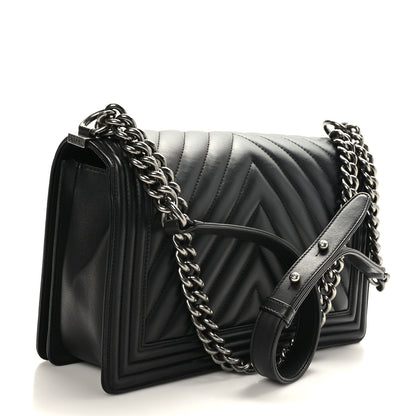 Chanel Lambskin Chevron Quilted New Medium Boy Flap Black 3 of 10