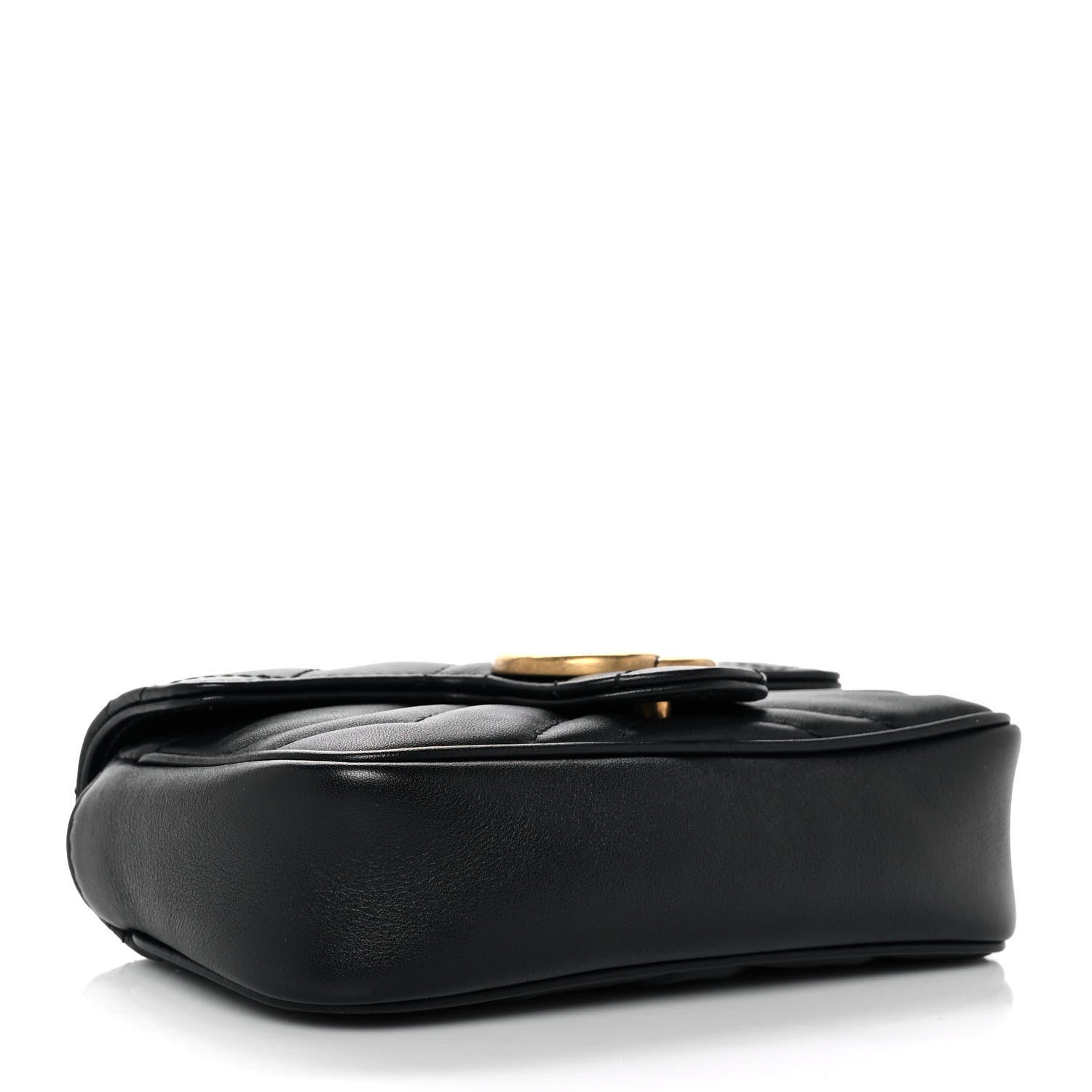Gucci Calfskin Matelasse Super Mini GG Marmont Shoulder Bag Black 4 of 9