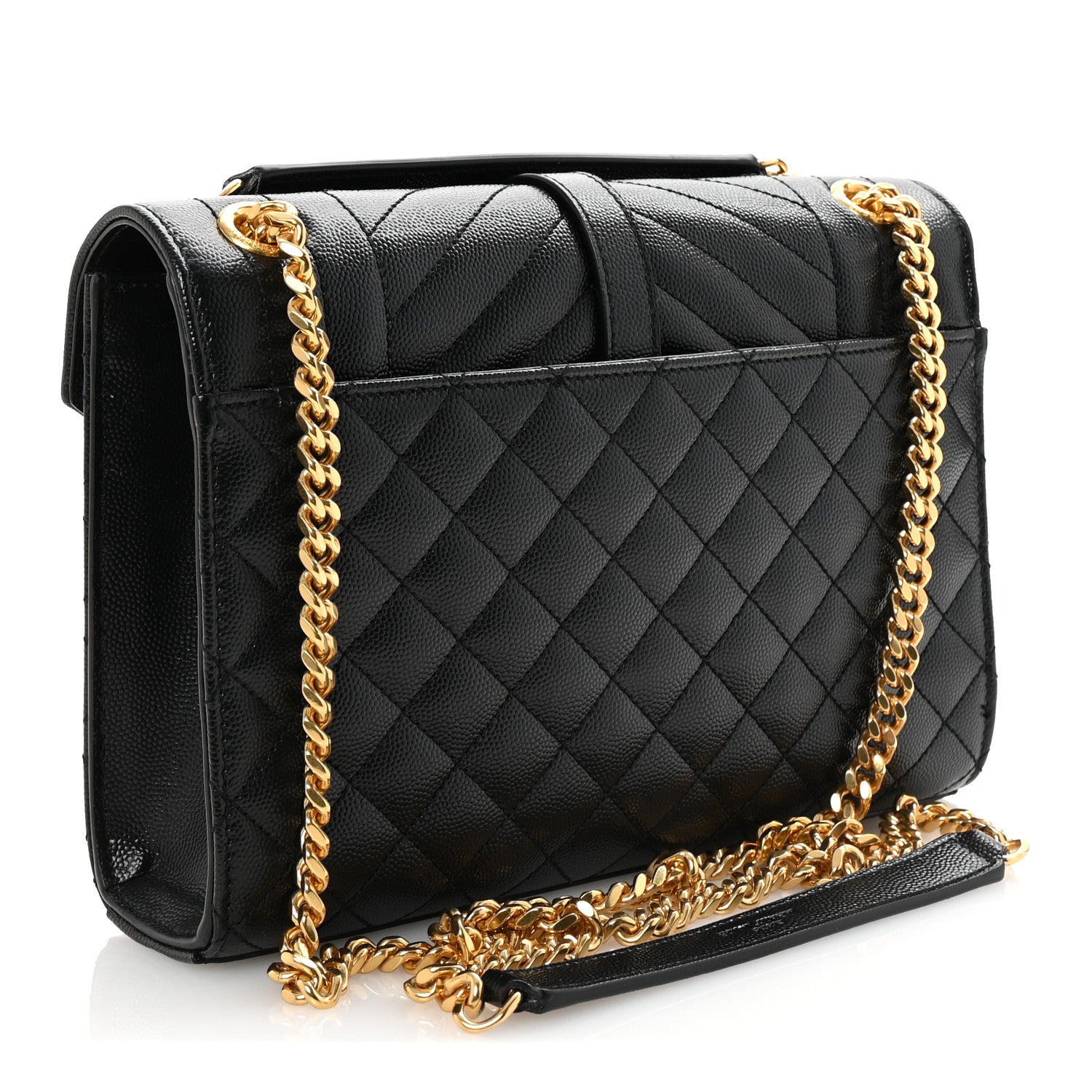 Saint Laurent Grain De Poudre Textured Mixed Matelasse Triquilt Medium Monogram Satchel Black 3 of 10