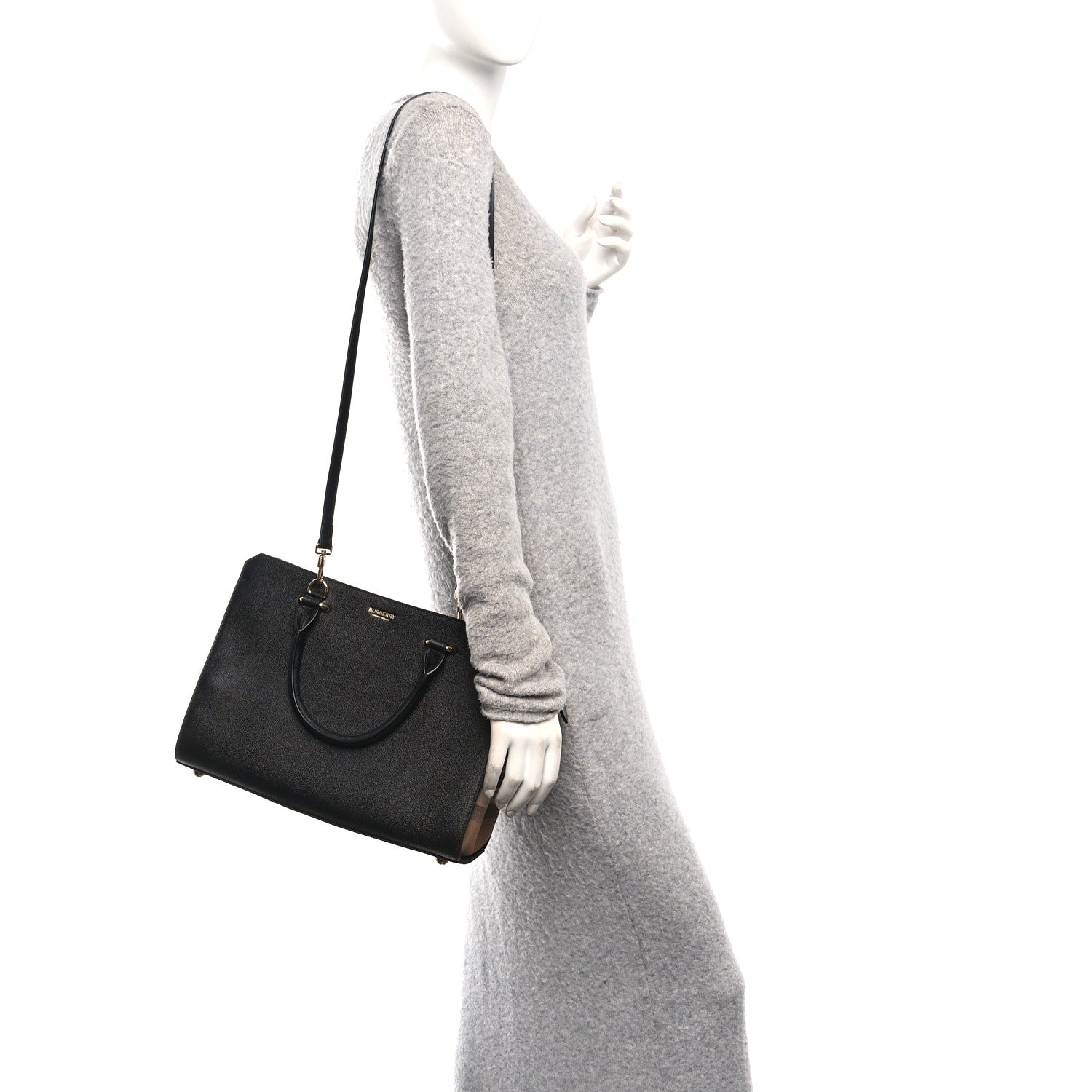 Burberry Calfskin Mega Check Small Banwell Tote Black 2 of 9