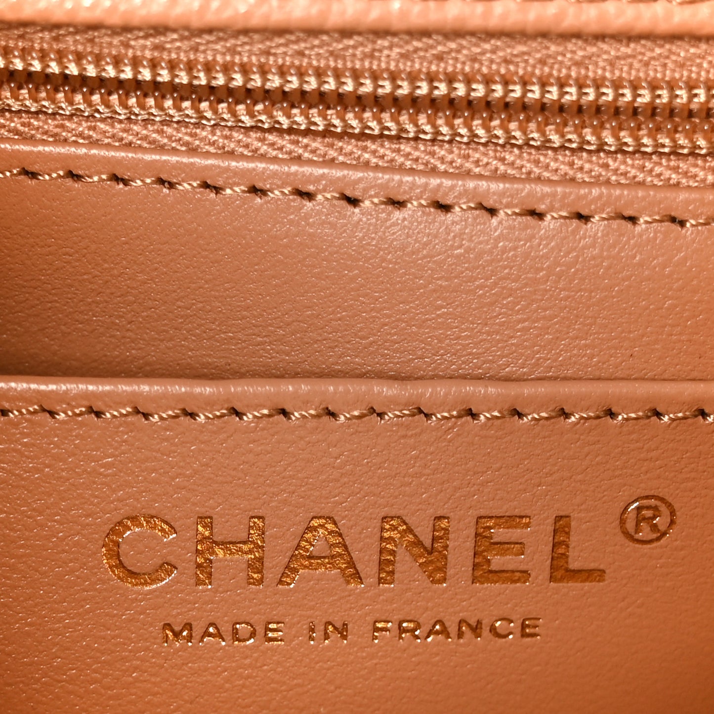 Caviar Quilted Mini Handy CC Flap Camel