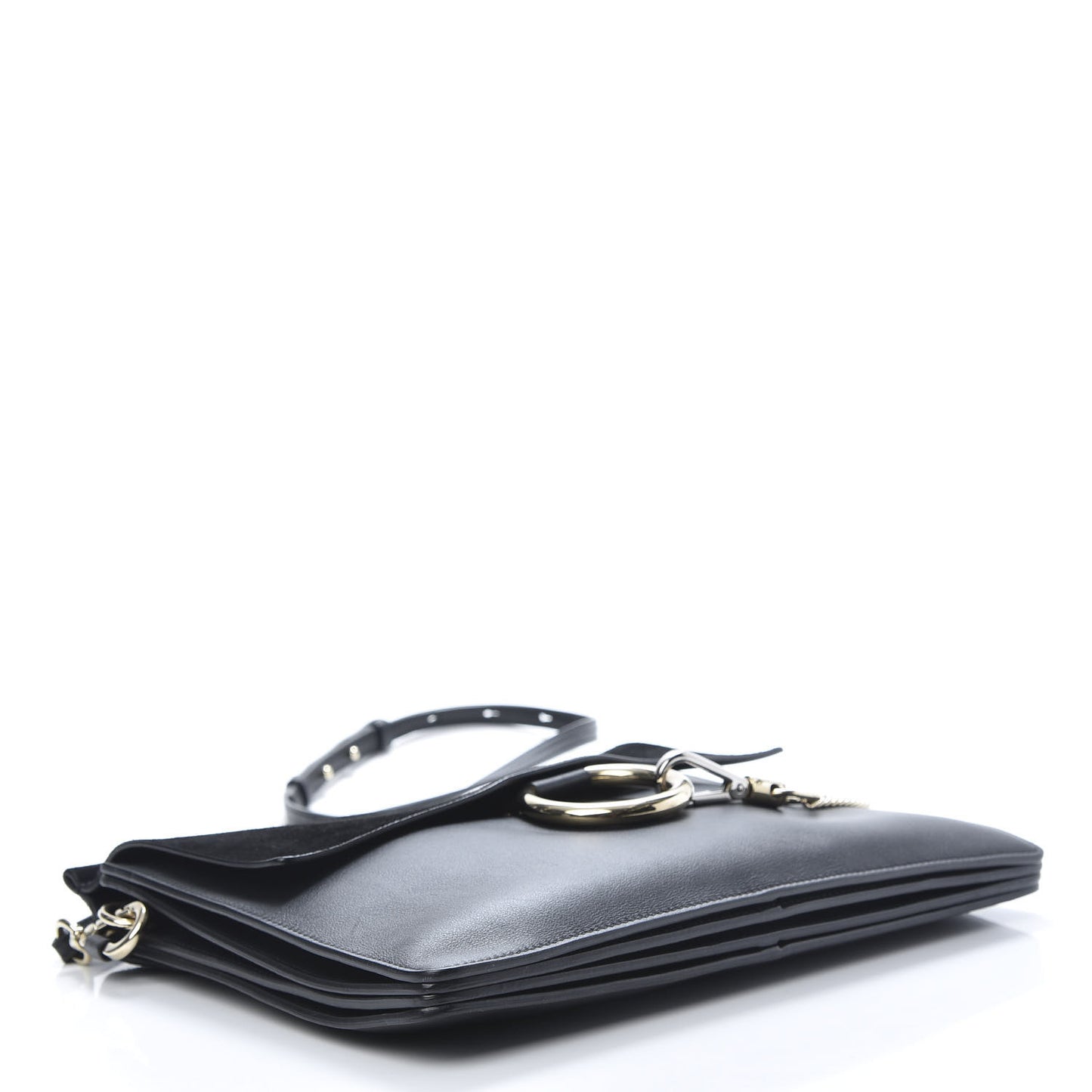 Suede Calfskin Medium Faye Shoulder Bag Black