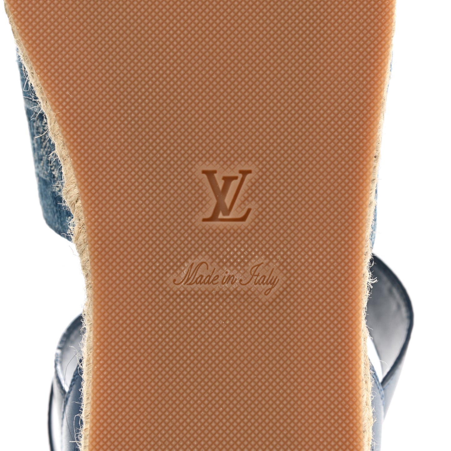 Monogram Denim Starboard Espadrille Flat Sandal 38 Blue