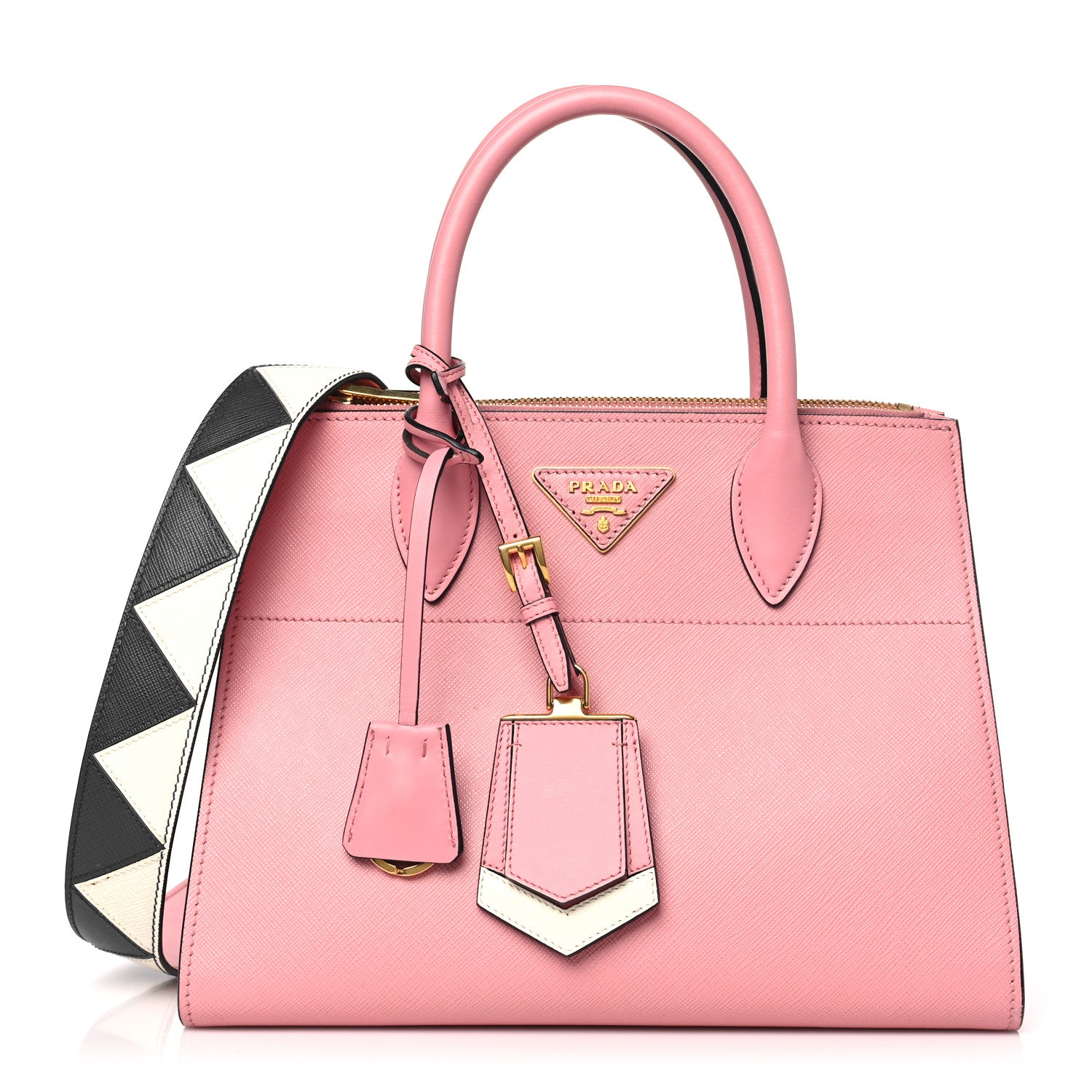 Prada Saffiano City Calfskin Greche Paradigme Bag Pink 1 of 10