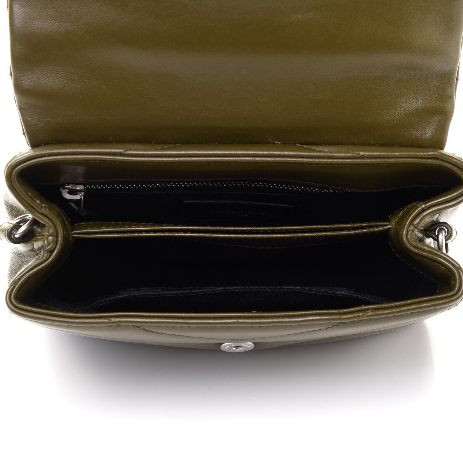 Saint Laurent Calfskin Y Quilted Monogram Toy Loulou Crossbody Bag Military Olive 5 of 13
