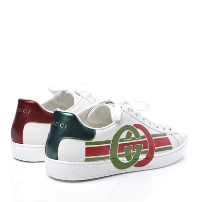 Gucci Calfskin Interlocking G Womens New Ace Sneakers 36.5 White Red Flame Green 4 of 11