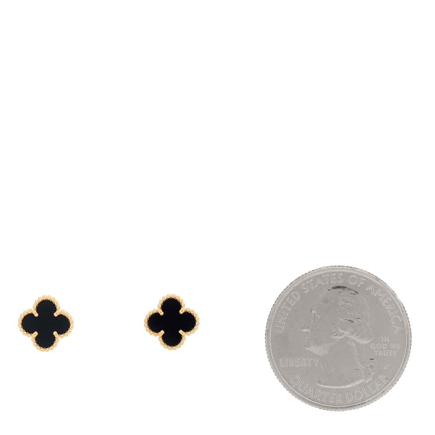 Van Cleef & Arpels 18K Yellow Gold Black Onyx Sweet Alhambra Earrings 2 of 4