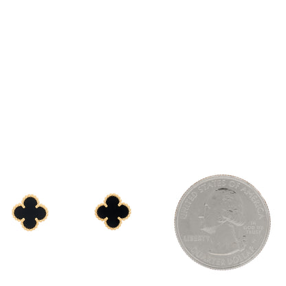 Van Cleef & Arpels 18K Yellow Gold Black Onyx Sweet Alhambra Earrings 2 of 4