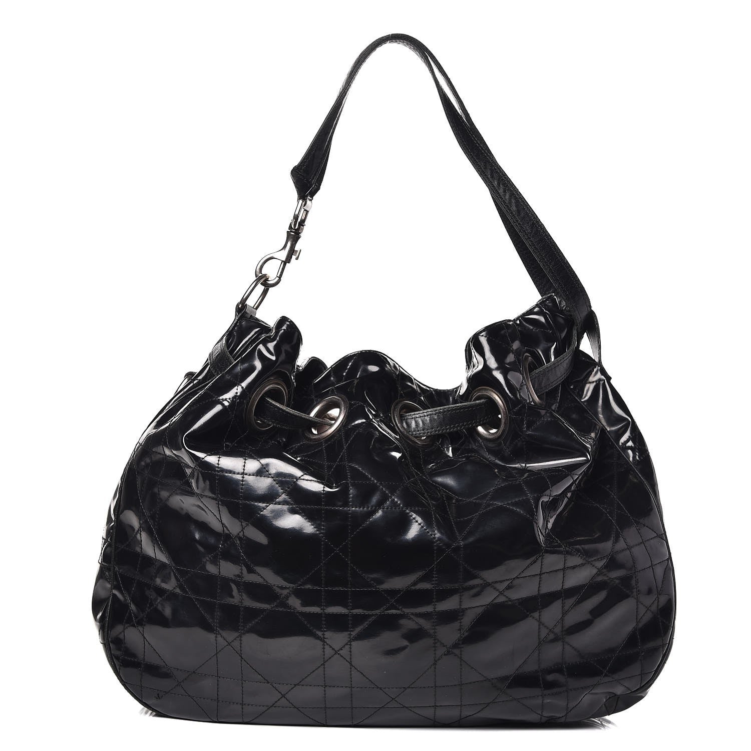 Christian Dior Vinyl Cannage Drawstring Tote Black 1 of 13