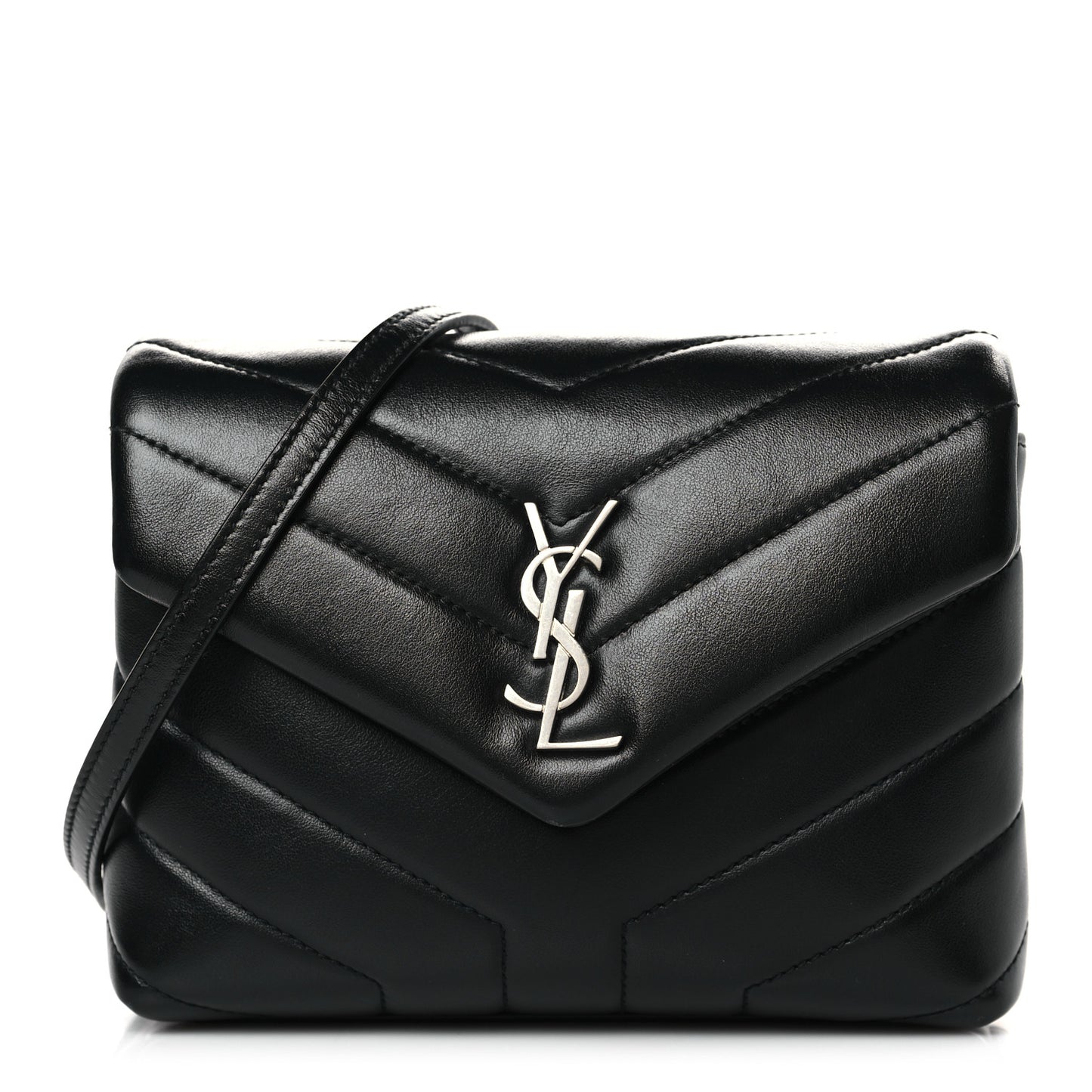 Calfskin Y Quilted Monogram Toy Loulou Crossbody Bag Black
