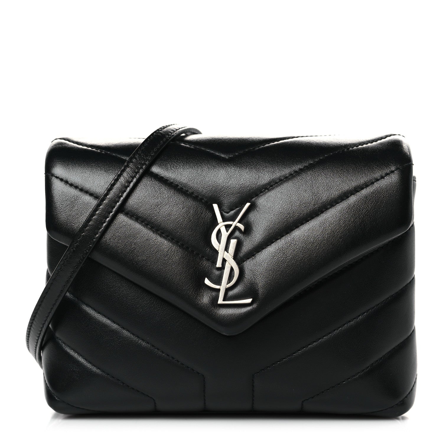 Saint Laurent Calfskin Y Quilted Monogram Toy Loulou Crossbody Bag Black 1 of 9