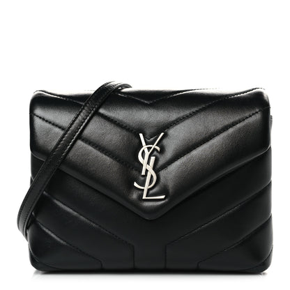 Saint Laurent Calfskin Y Quilted Monogram Toy Loulou Crossbody Bag Black 1 of 9