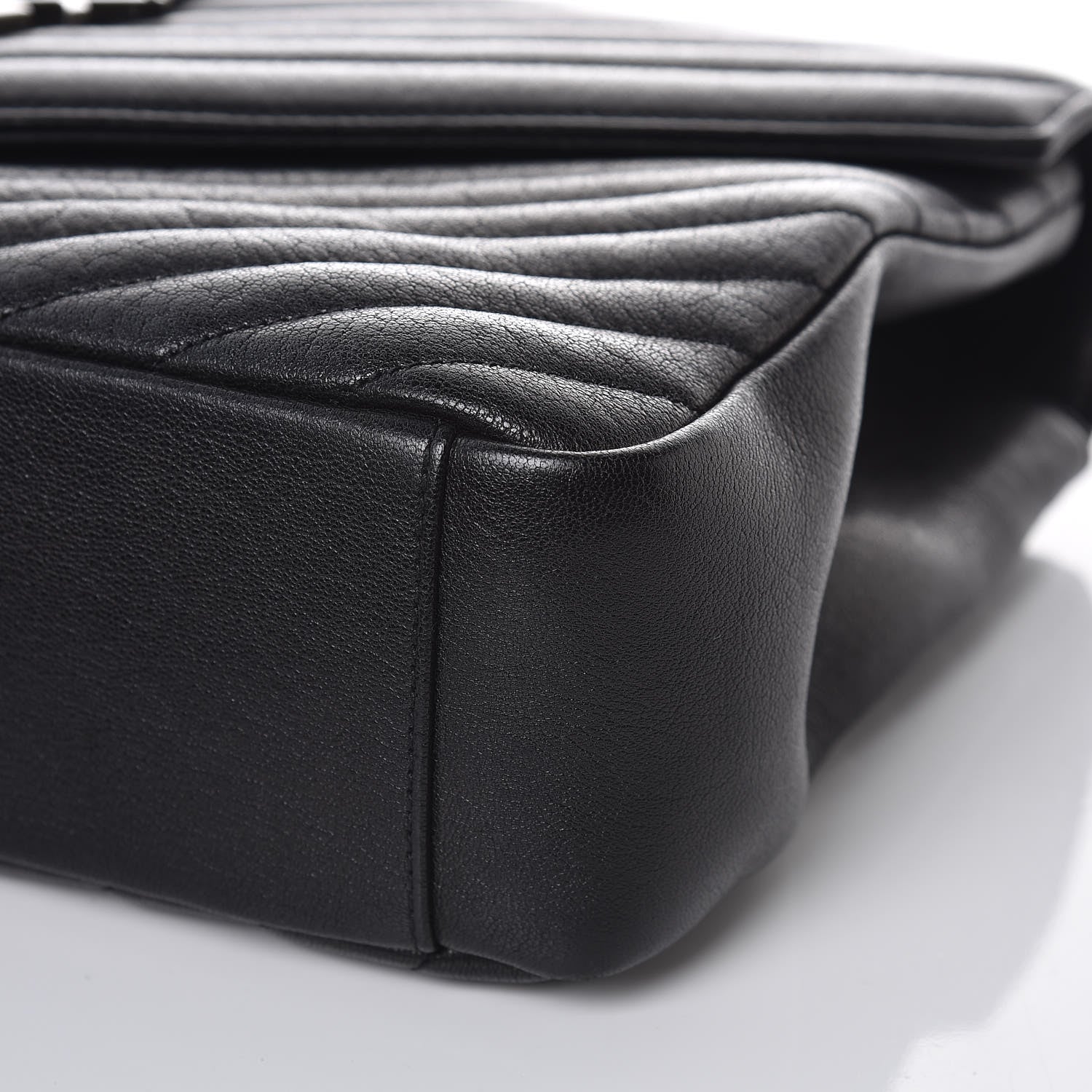 Saint Laurent Sheepskin Matelasse Chevron Monogram Large College Satchel Black 8 of 10