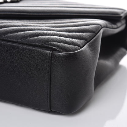 Saint Laurent Sheepskin Matelasse Chevron Monogram Large College Satchel Black 8 of 10