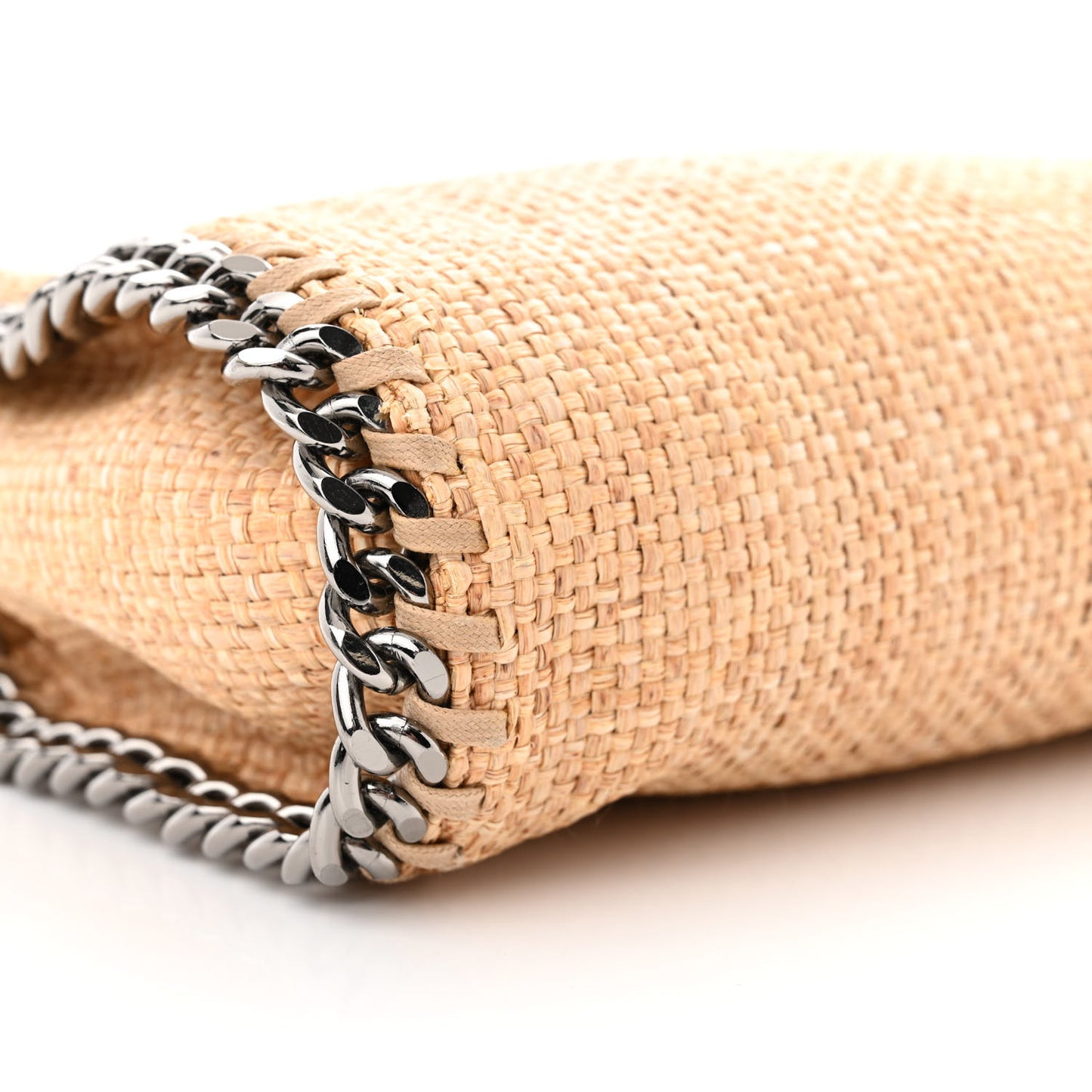 Raffia Mini Falabella Fold Over Tote Natural