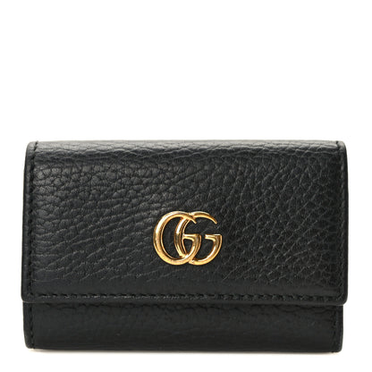 Gucci Pebbled Calfskin GG Marmont 6 Key Holder Black 1 of 8