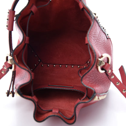 Valentino Garavani Grained Calfskin Rockstud Bucket Bag Red 5 of 8