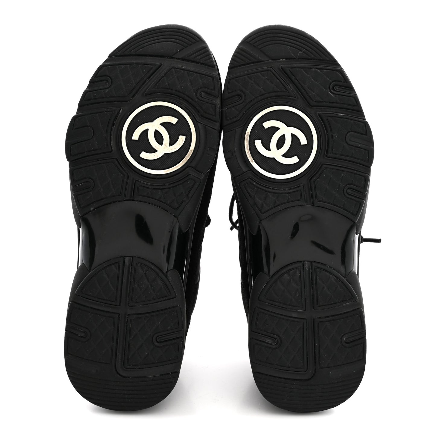 Fabric Calfskin Suede CC Sneakers 38 Black