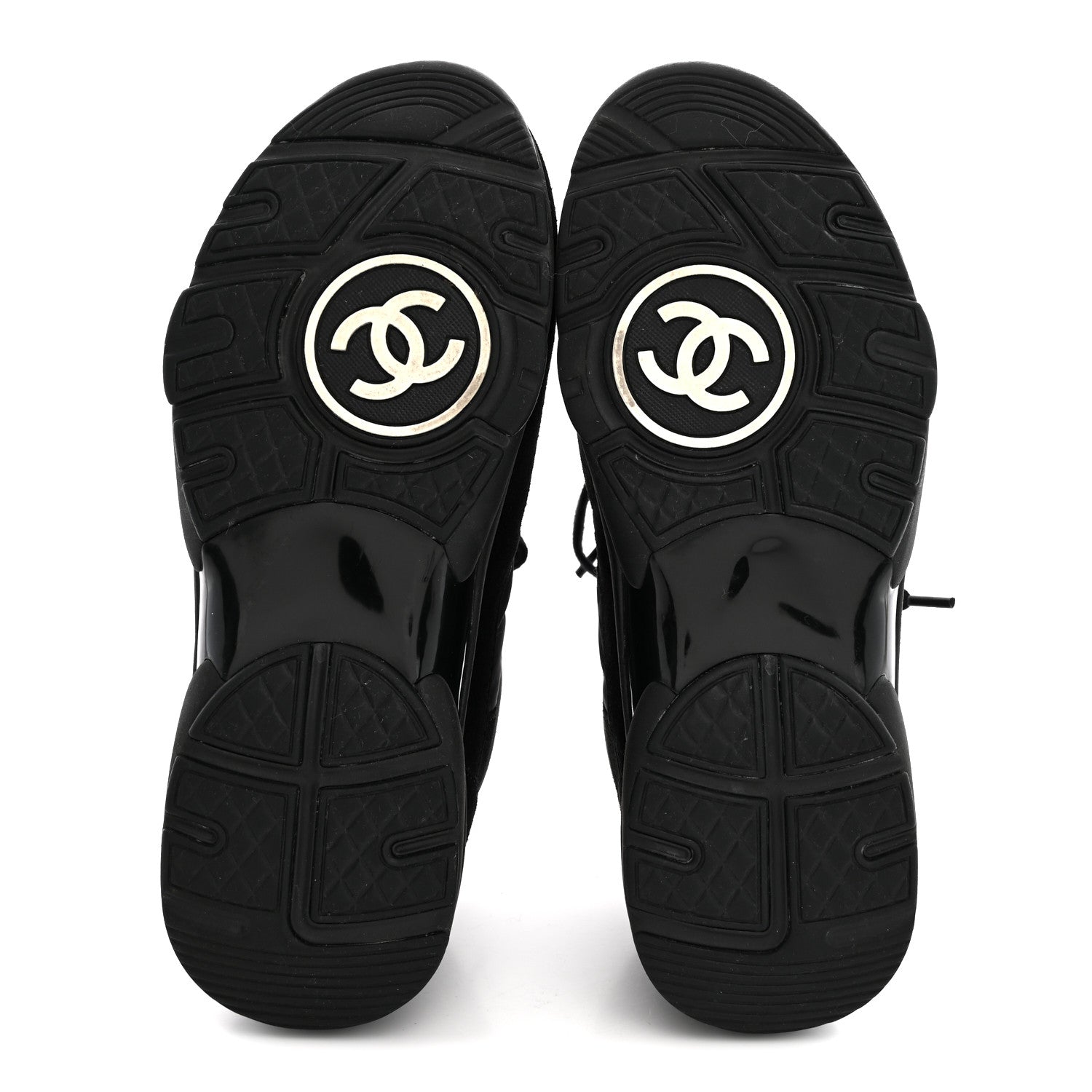 Chanel Fabric Calfskin Suede CC Sneakers 38 Black 6 of 10