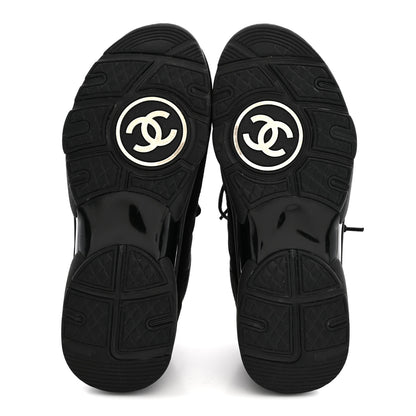 Chanel Fabric Calfskin Suede CC Sneakers 38 Black 6 of 10