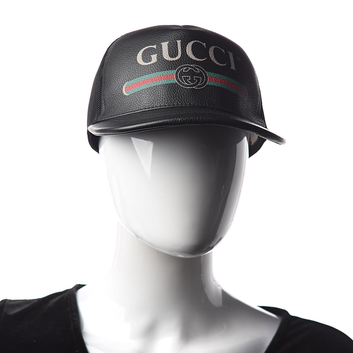 Grained Calfskin Logo Baseball Hat M 58 Black