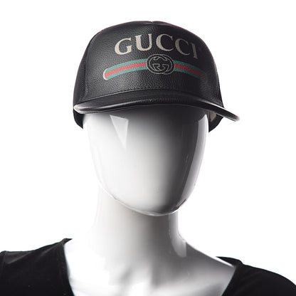 Gucci Grained Calfskin Logo Baseball Hat M 58 Black 2 of 8