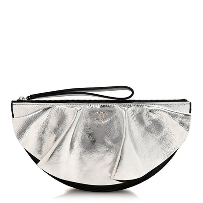 Chanel Metallic Lambskin Wave Clutch Black Silver 1 of 11