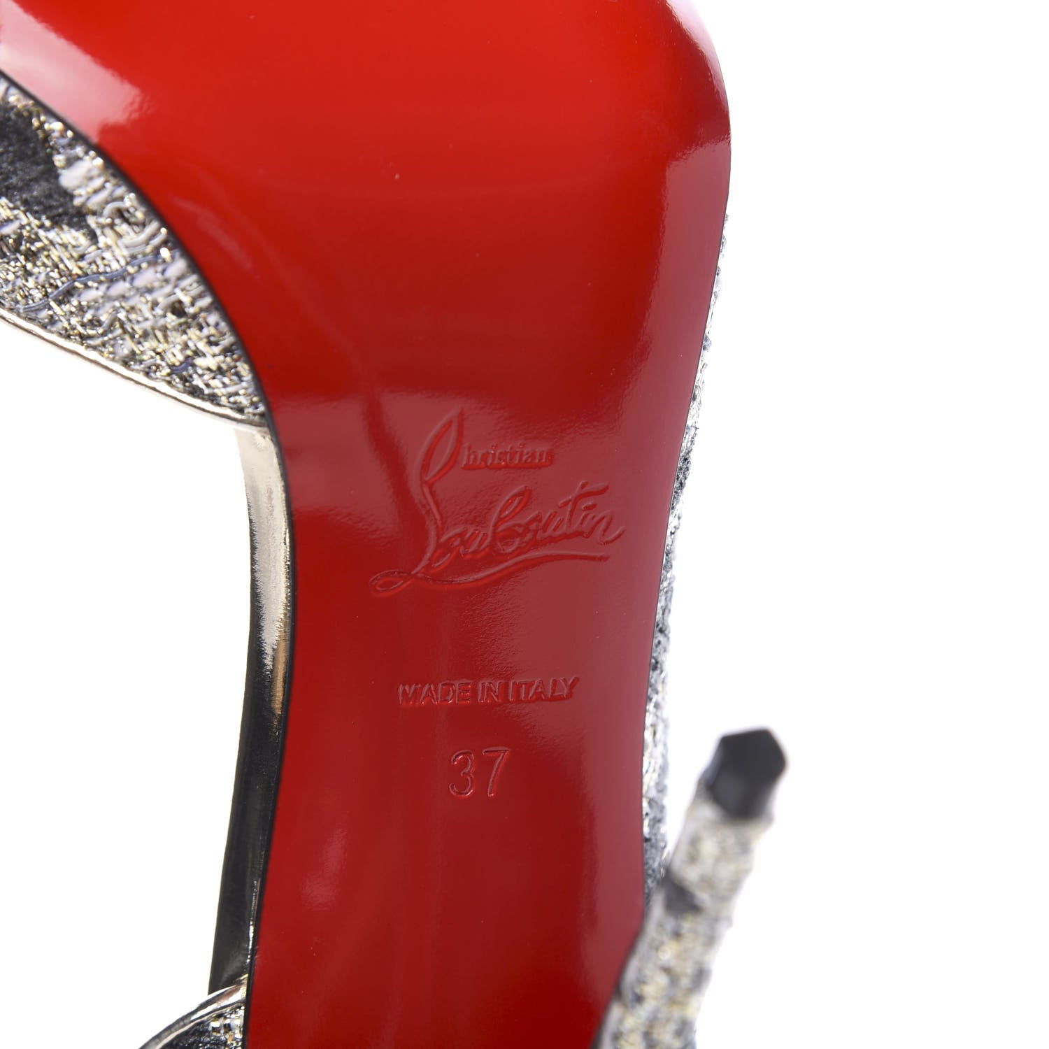 Christian Louboutin Lurex Gigi Specchio Iriza 100 Pumps 37 Black Light Gold 6 of 8