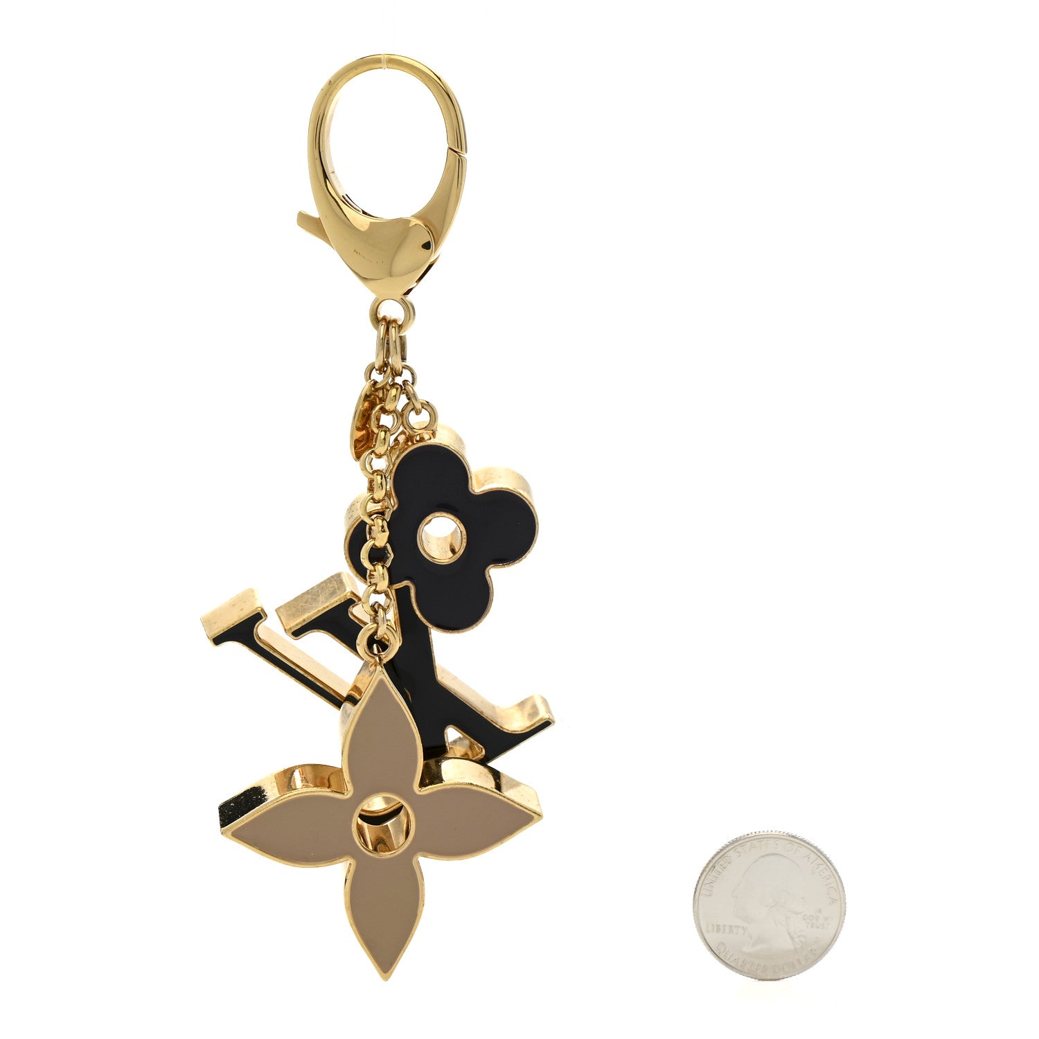 Louis Vuitton Metal Enamel Fleur De Monogram Bag Charm Dore 2 of 5