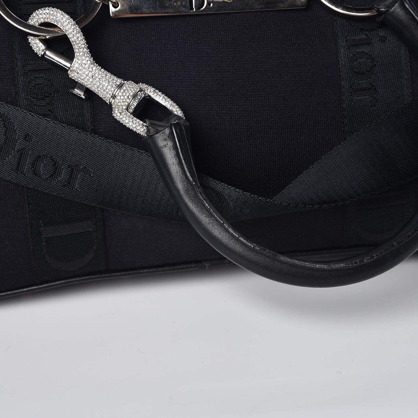 Nylon Crystal Satchel Black